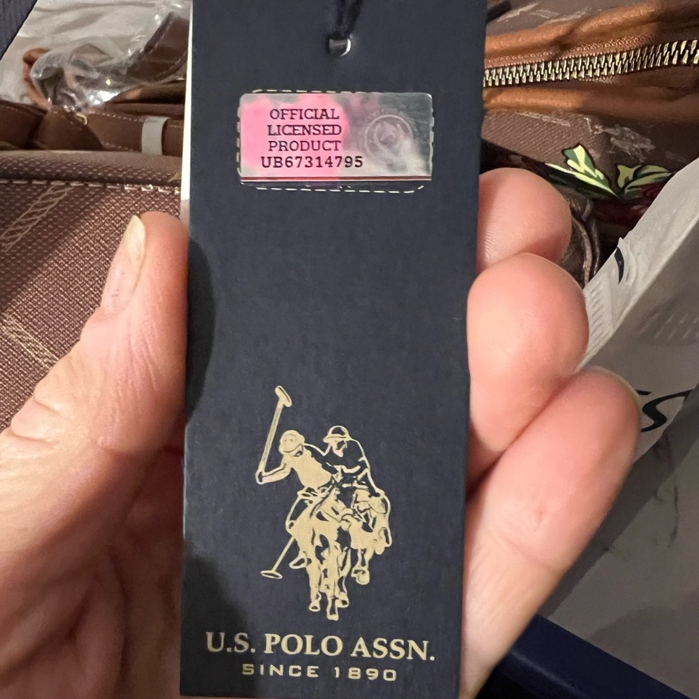 NWT RARE U.S. Polo Assn. Floral Tote Bag - Brown with Pink and Yellow flowers 🌺 - Picture 12 of 12
